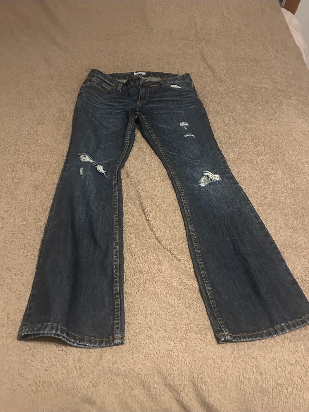 Aeropostale Dark Blue Distressed Wide-Leg Jeans